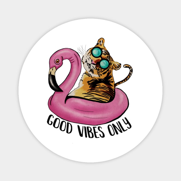 Tiger and Flamingo, Tropical Magnet by logiamerch